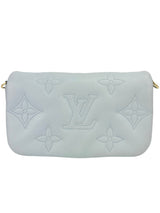Louis Vuitton Blue Calfskin Bubblegram Wallet on Strap