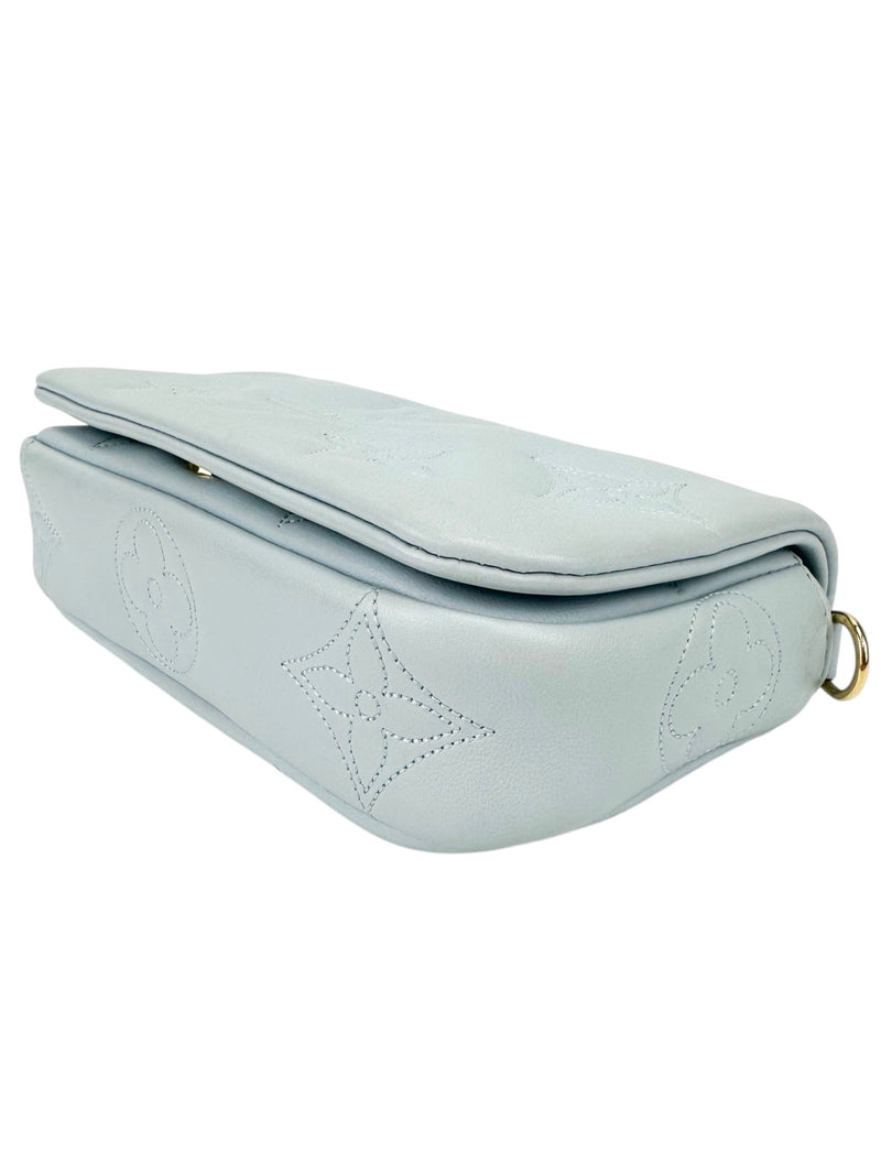 Louis Vuitton Blue Calfskin Bubblegram Wallet on Strap