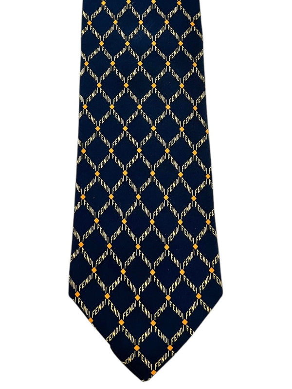 Fendi Blue Logo Tie