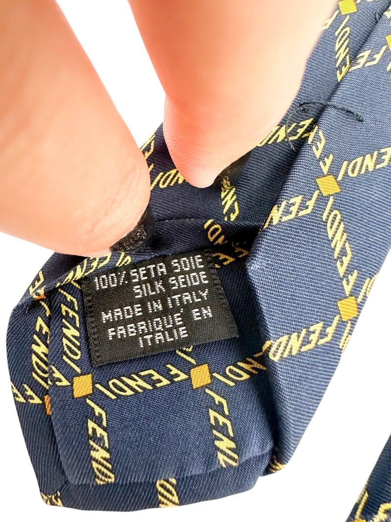 Fendi Blue Logo Tie