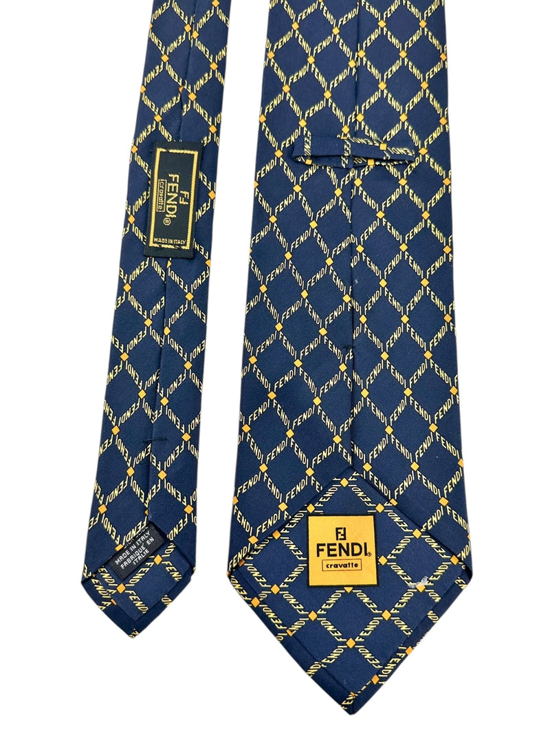 Fendi Blue Logo Tie