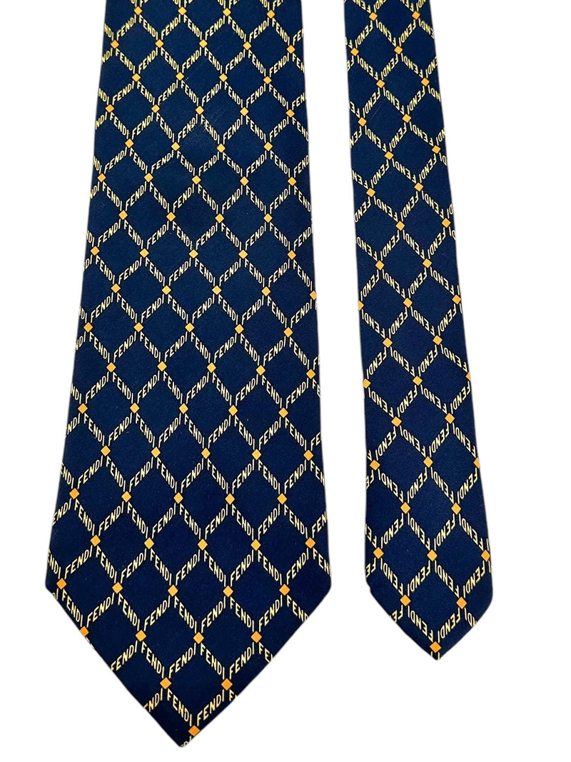 Fendi Blue Logo Tie