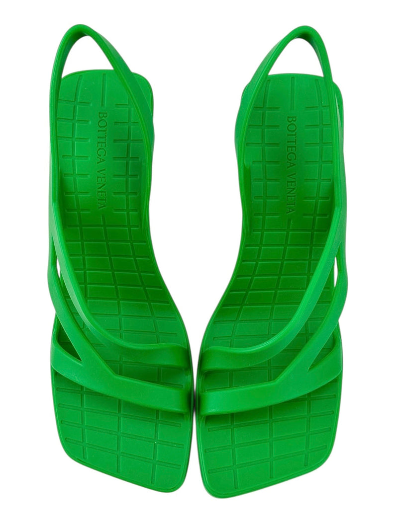 Bottega Veneta Green Jimbo Rubber Heeled Sandals Size 38