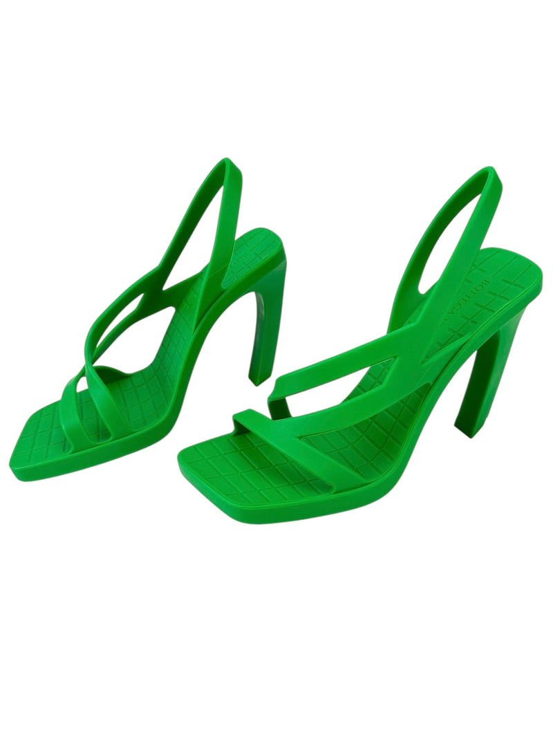 Bottega Veneta Green Jimbo Rubber Heeled Sandals Size 38