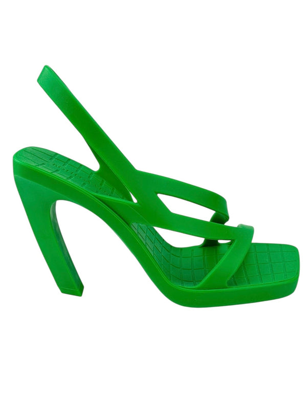 Bottega Veneta Green Jimbo Rubber Heeled Sandals Size 38