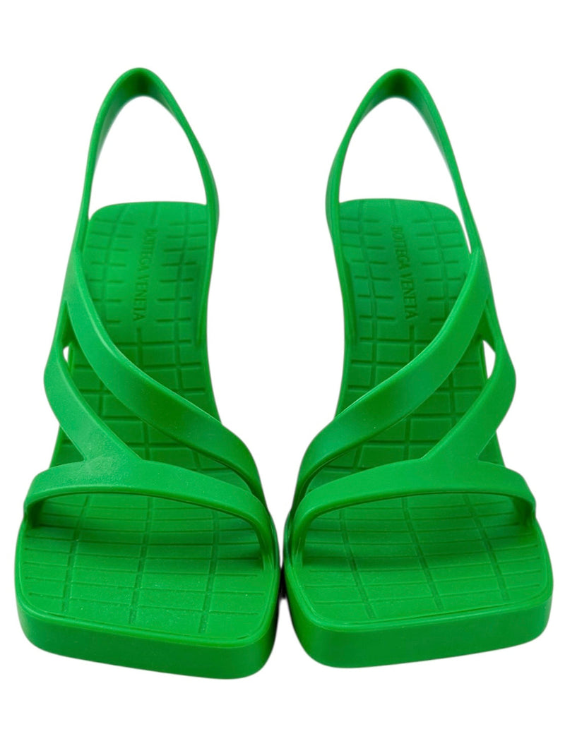 Bottega Veneta Green Jimbo Rubber Heeled Sandals Size 38