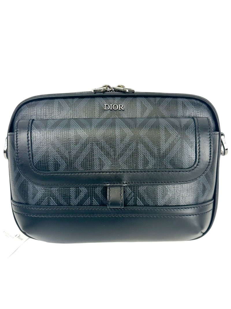 Christian Dior Black & Blue Diamond Hit Road Messenger Bag