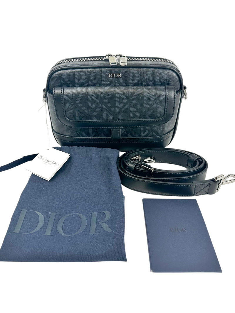 Christian Dior Black & Blue Diamond Hit Road Messenger Bag