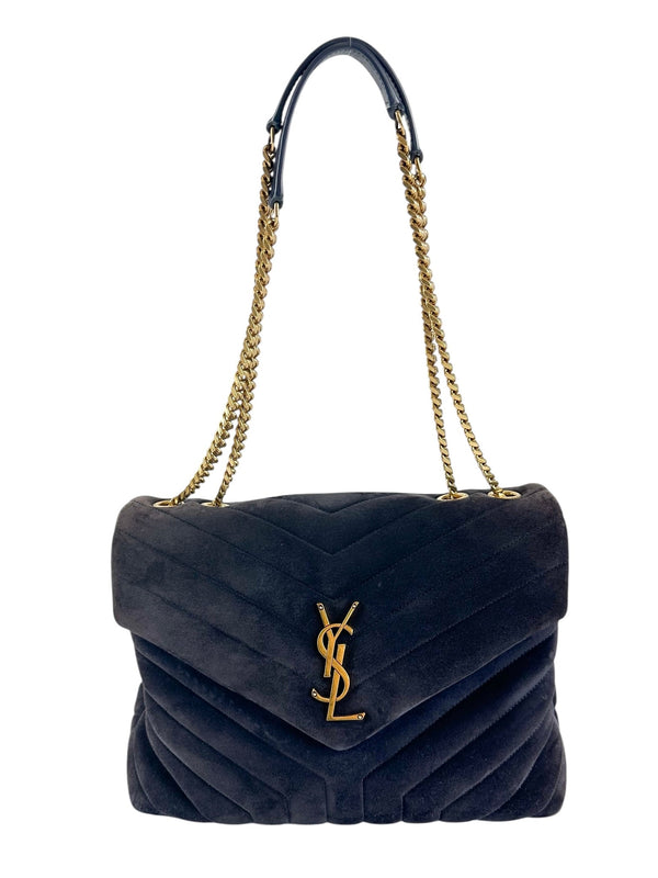 Saint Laurent Deep Purple Suede LouLou Medium Shoulder Bag
