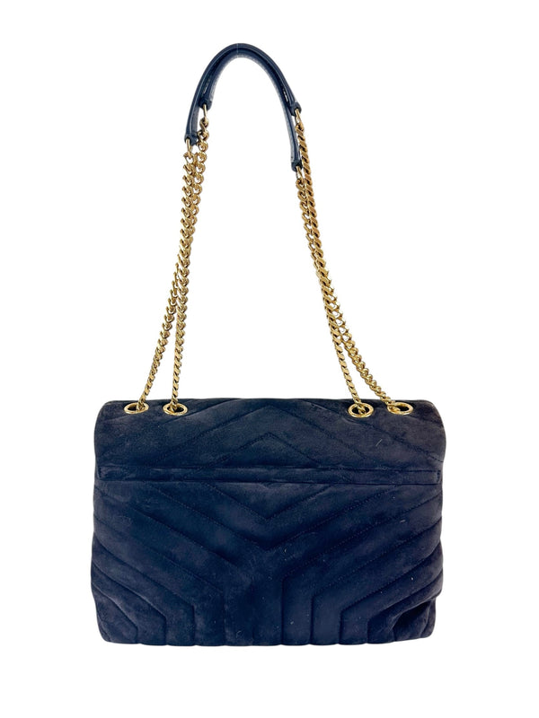Saint Laurent Deep Purple Suede LouLou Medium Shoulder Bag