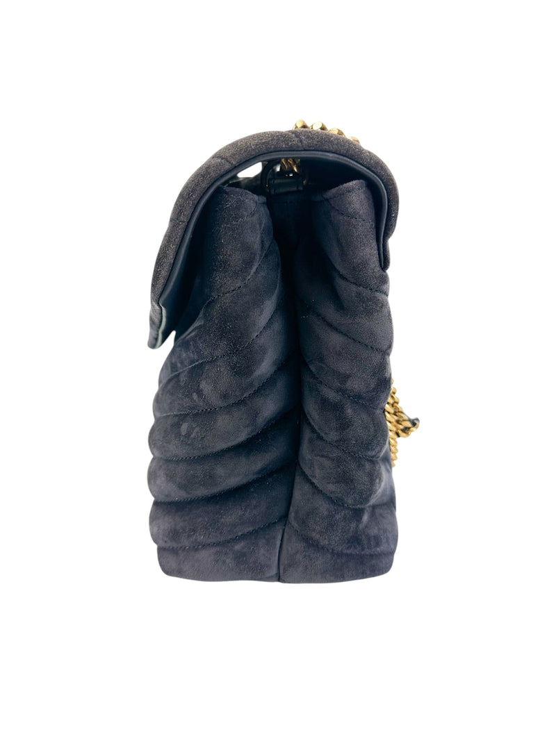 Saint Laurent Deep Purple Suede LouLou Medium Shoulder Bag