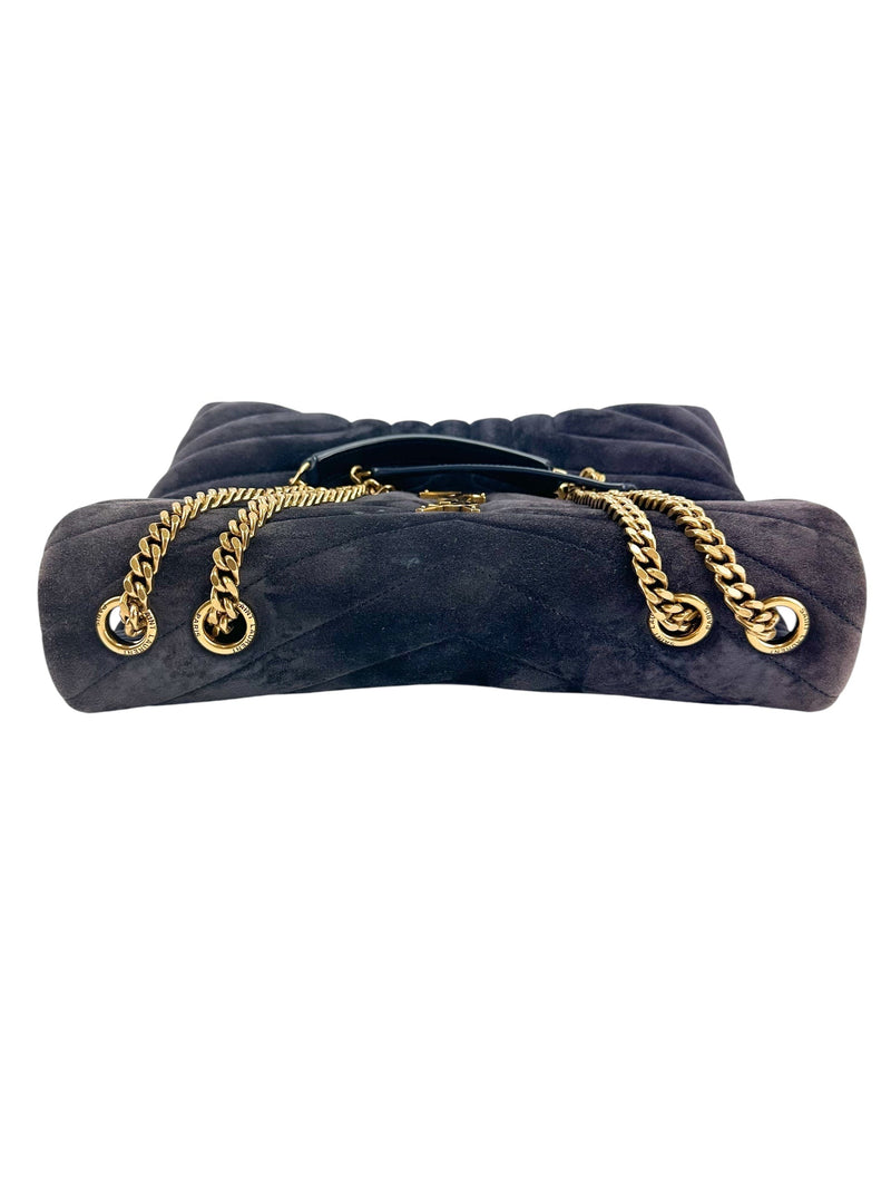 Saint Laurent Deep Purple Suede LouLou Medium Shoulder Bag