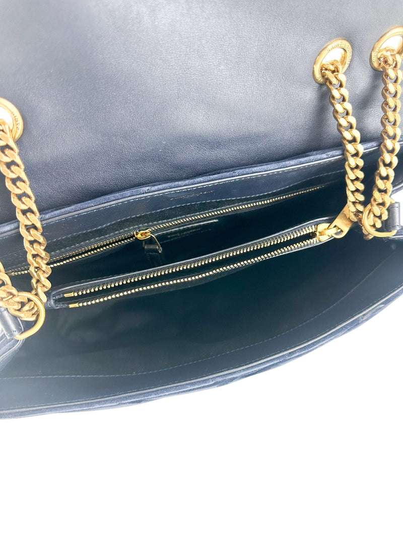 Saint Laurent Deep Purple Suede LouLou Medium Shoulder Bag