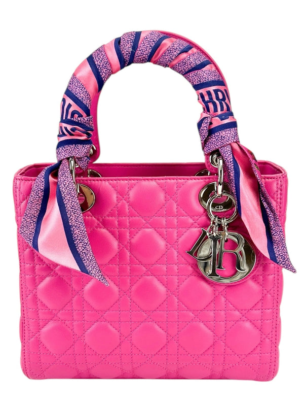 Christian Dior Pink Medium Lady Dior with Multicolor Silk Twill