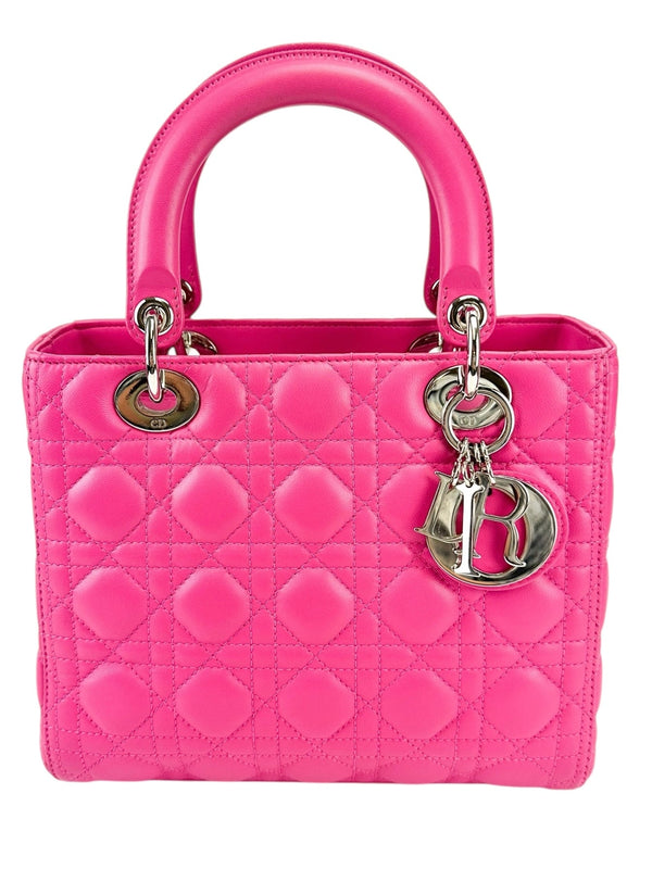Christian Dior Pink Medium Lady Dior with Multicolor Silk Twill