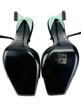 Saint Laurent Black Paz 105 Leather Sandals with Ankle Laces Size 38.5