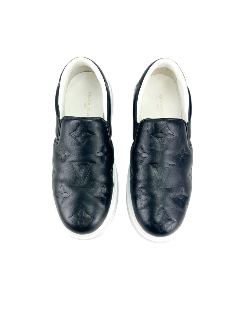 Louis Vuitton Black Beverly Hills Slip on Sneakers Size 7.5
