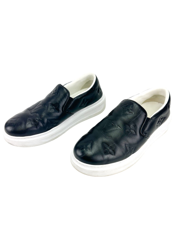 Louis Vuitton Black Beverly Hills Slip on Sneakers Size 7.5