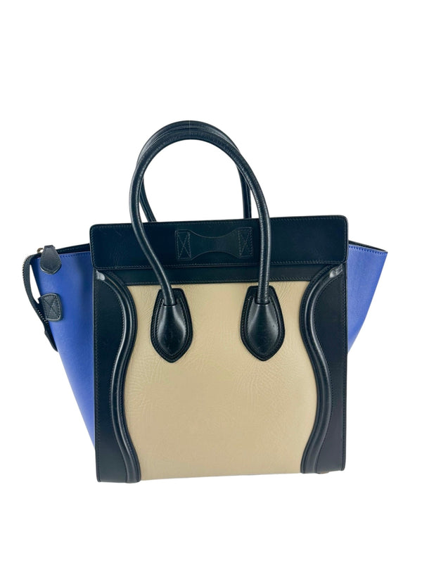 Celine Medium Tricolor Calfskin Leather Luggage Bag
