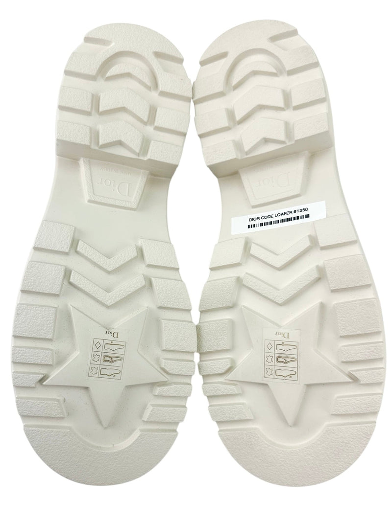 Christian Dior Cream Leather Code Loafers Size 36.5