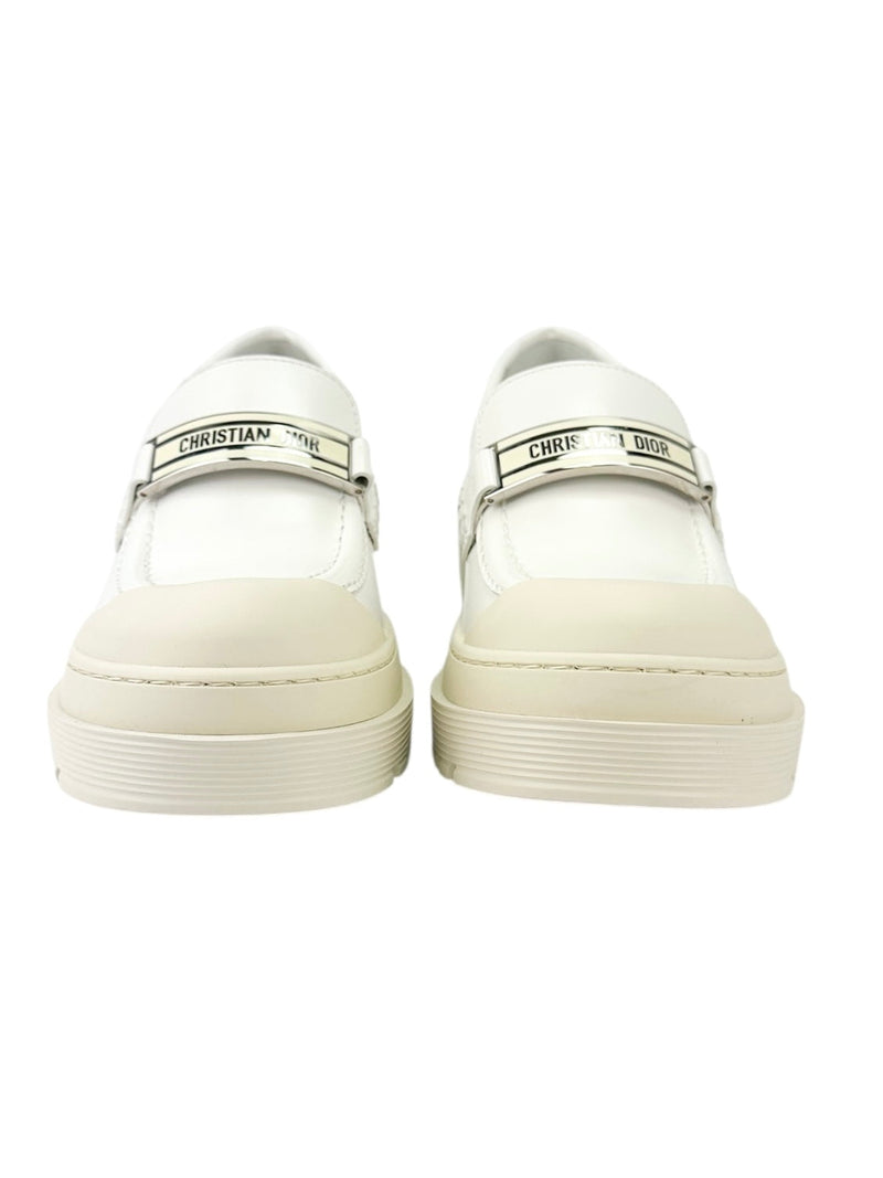 Christian Dior Cream Leather Code Loafers Size 36.5