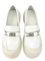 Christian Dior Cream Leather Code Loafers Size 36.5