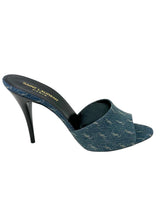 Saint Laurent Denim Monogram La 16 Mule Heel Sandals Size 39