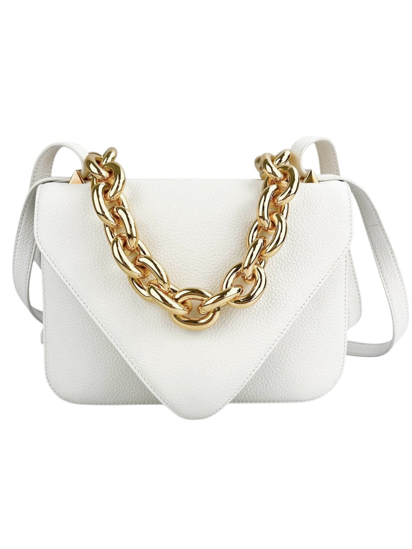 Bottega Veneta White Calfskin Mount Envelope Bag (FULL SET)