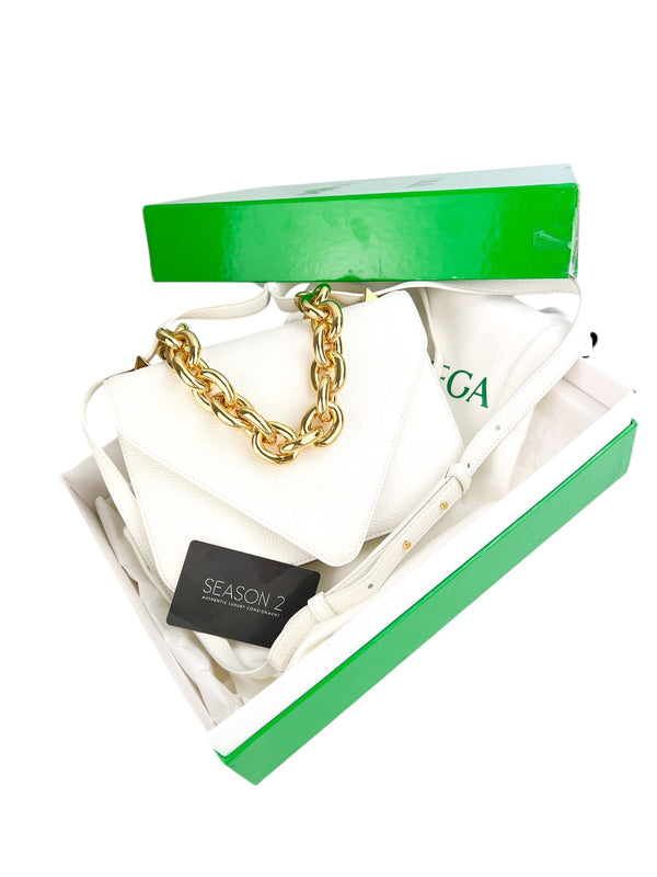 Bottega Veneta White Calfskin Mount Envelope Bag (FULL SET)