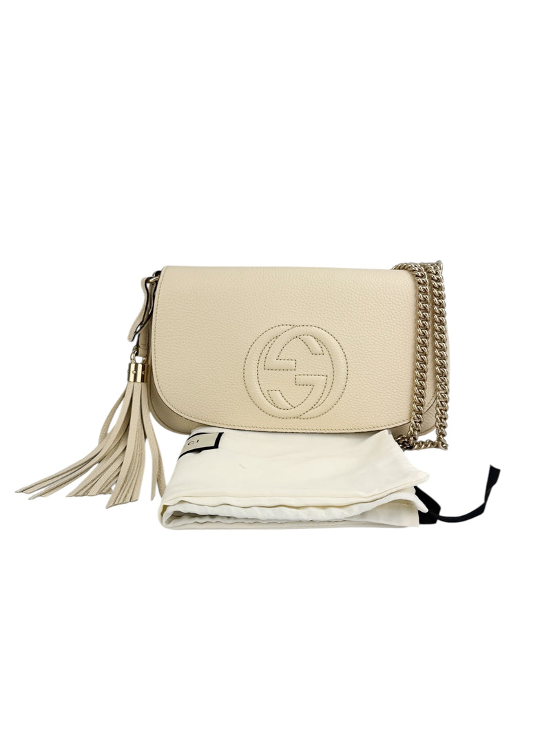 Gucci Off White Leather Soho Chain Crossbody