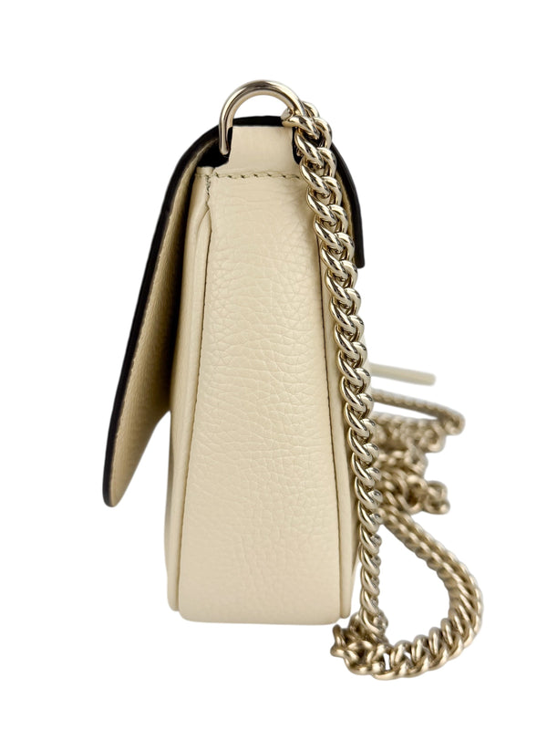Gucci Off White Leather Soho Chain Crossbody