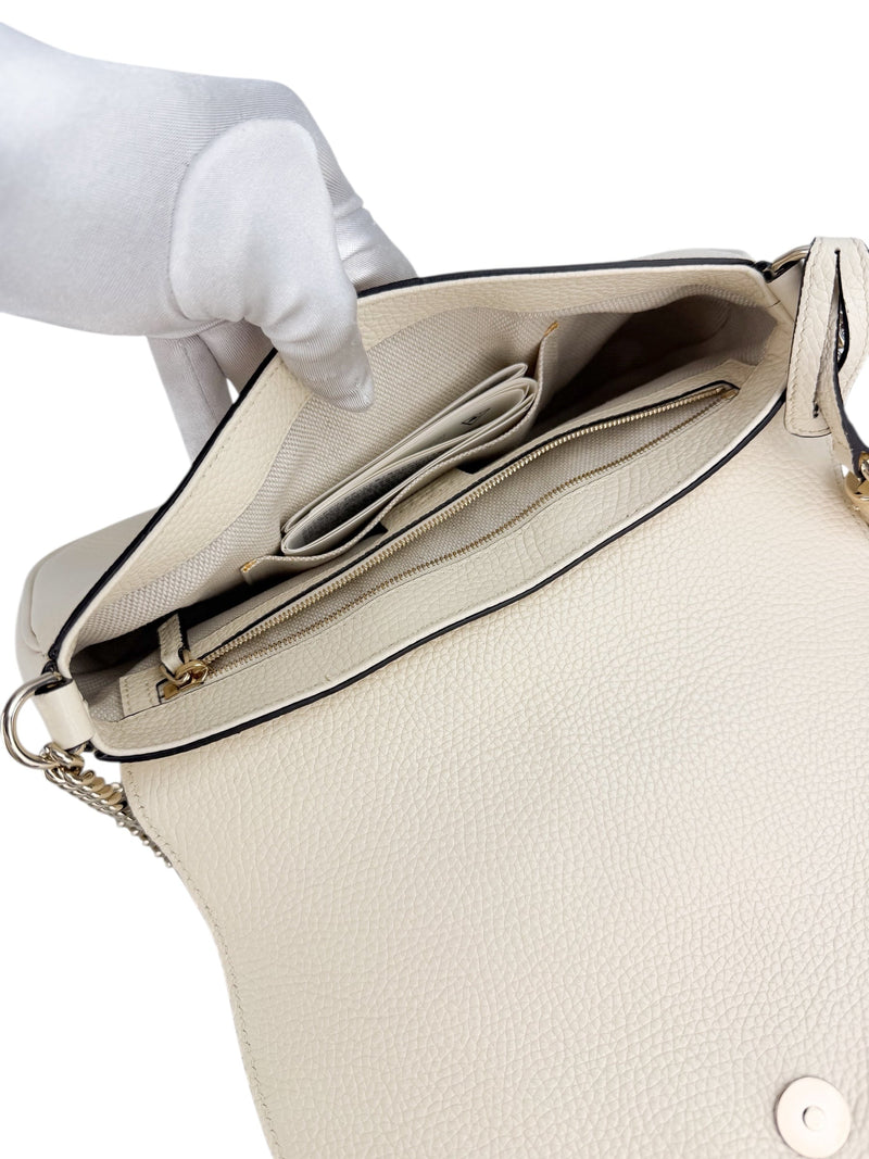 Gucci Off White Leather Soho Chain Crossbody