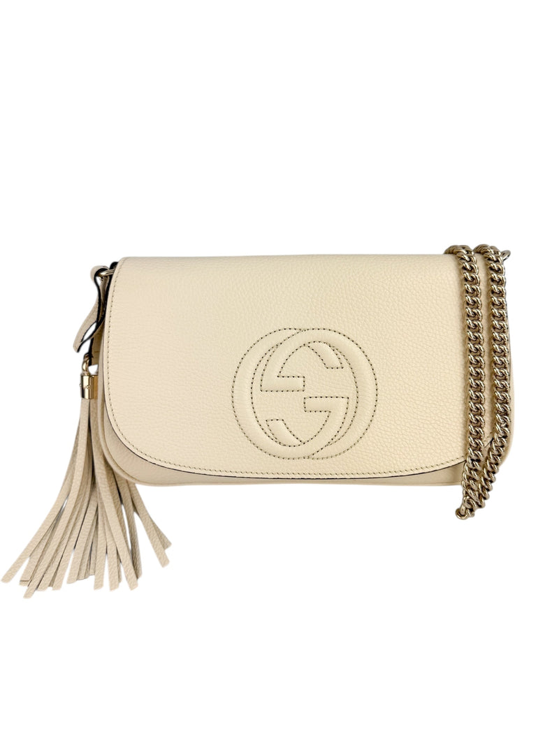 Gucci Off White Leather Soho Chain Crossbody