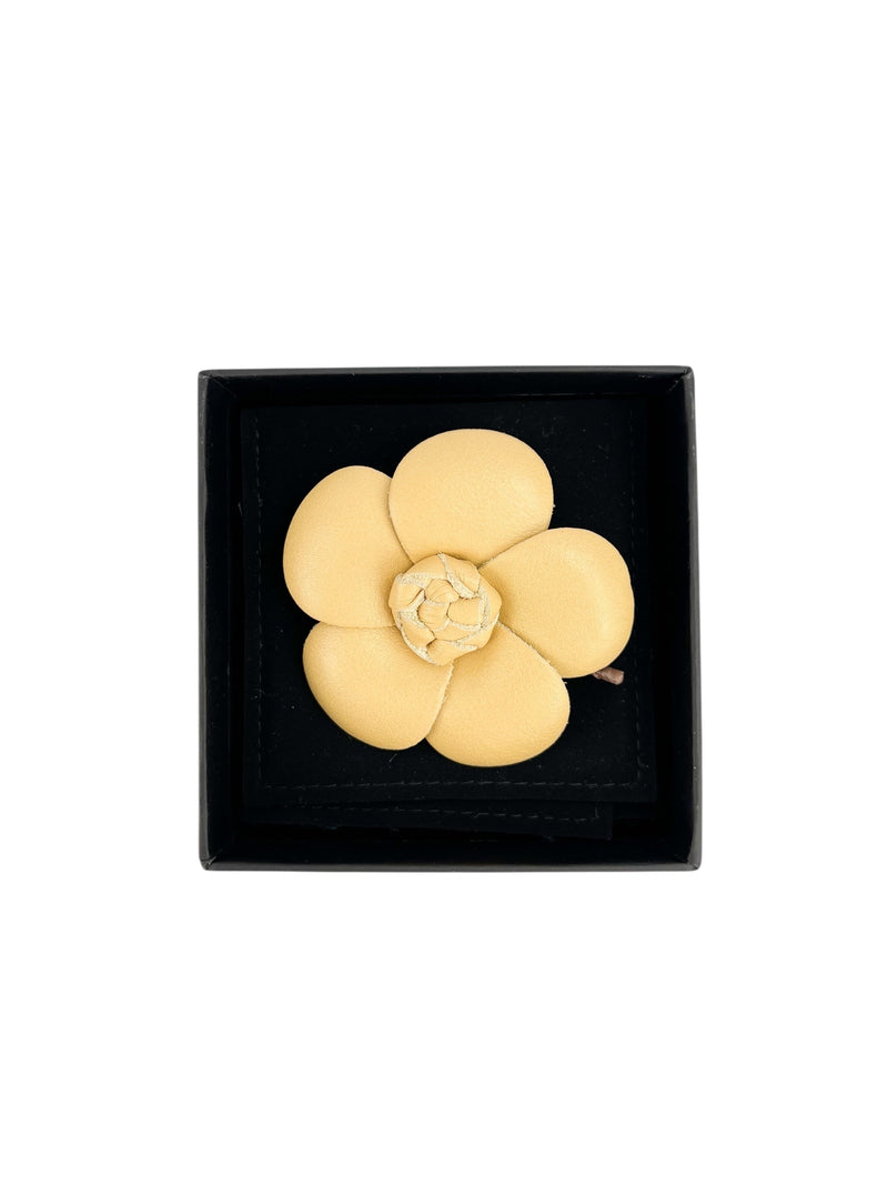 Chanel Iconic Leather Chanel Camellia Brooch (FULL SET)