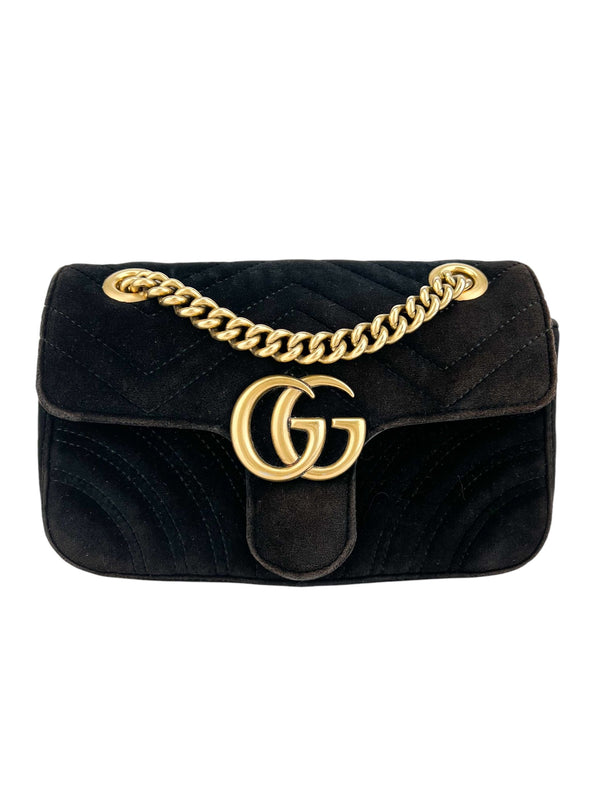 Gucci Black Velvet Mini Marmont Flap