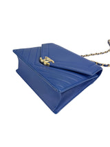 Chanel Blue Calfskin Coco Envelope Flap Bag
