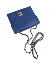 Chanel Blue Calfskin Coco Envelope Flap Bag