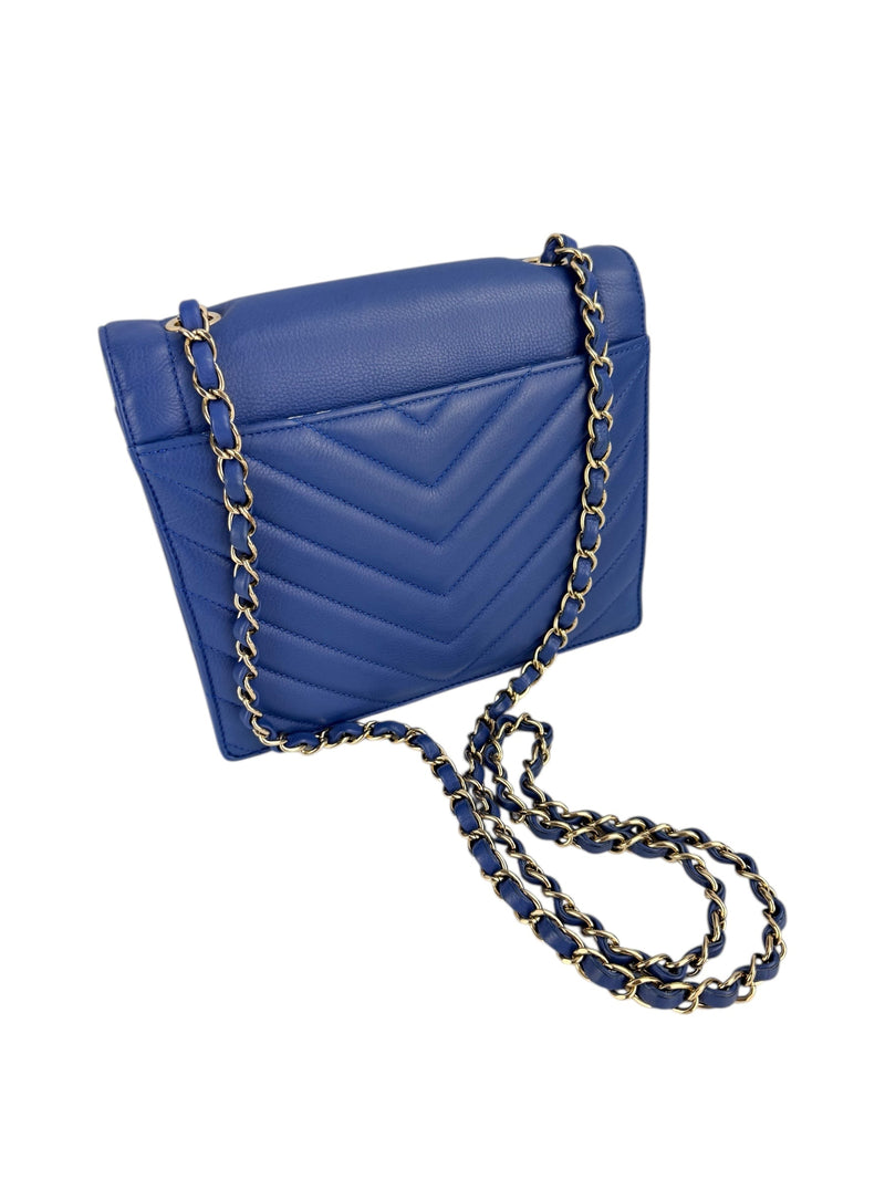Chanel Blue Calfskin Coco Envelope Flap Bag