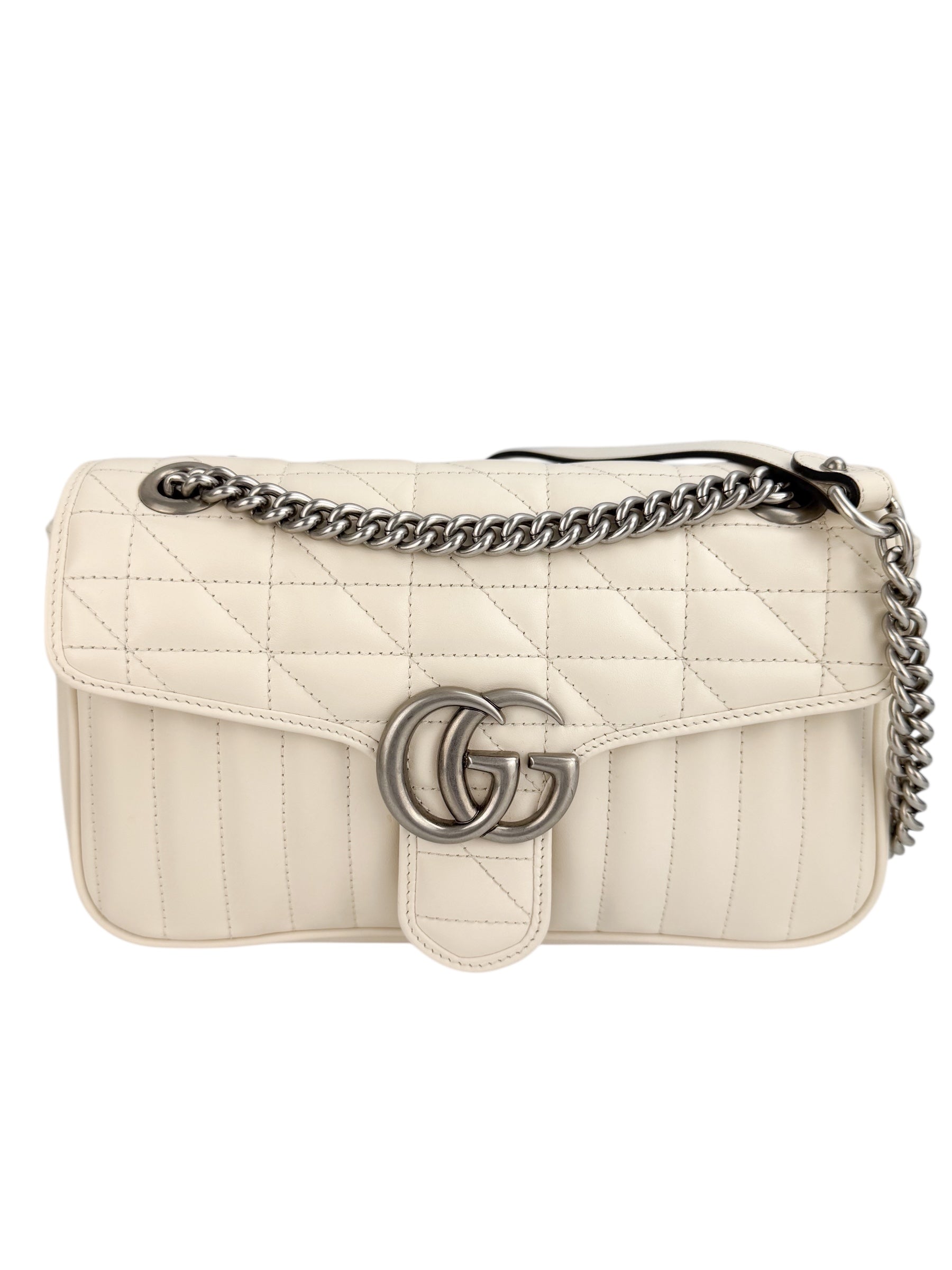 Gucci Off White Leather Marmont Flap