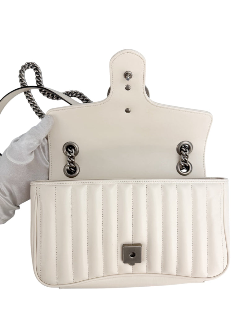 Gucci Off White Leather Marmont Flap