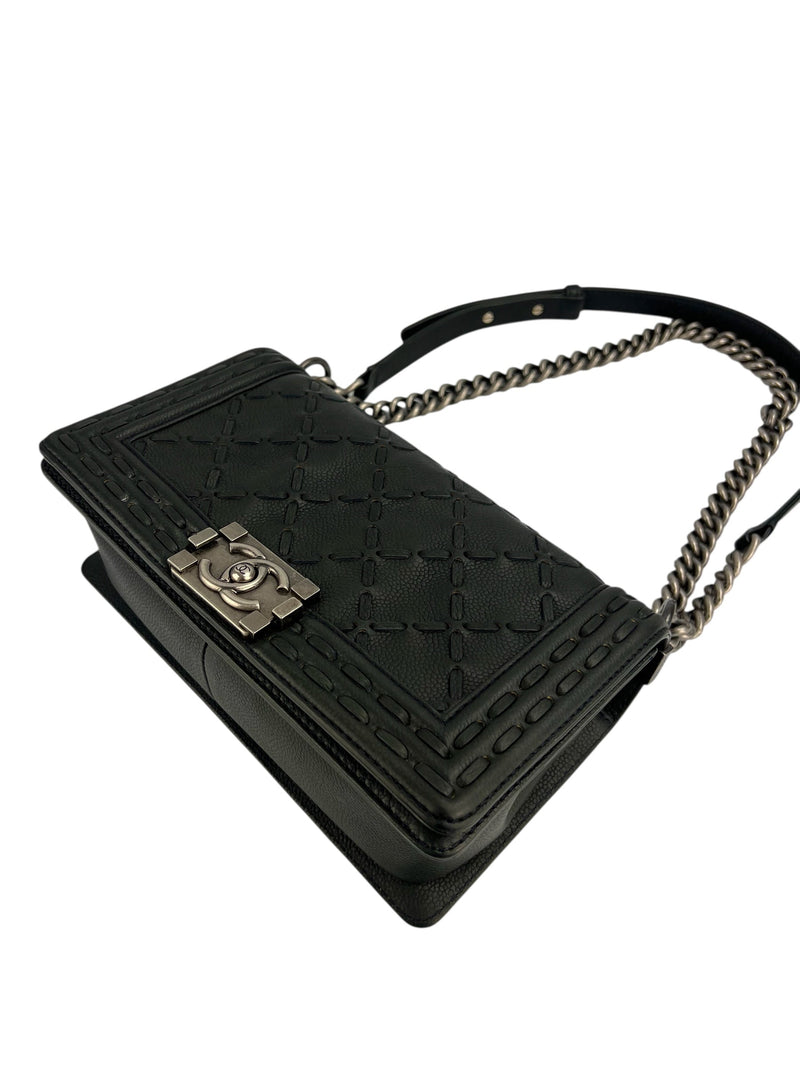 Chanel Black Caviar Paris Dallas Boy Bag Medium