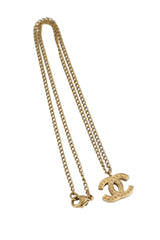 Chanel Gold Tone CC Textured Charm Necklace