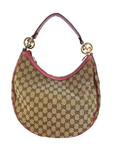 Gucci Monogram Canvas Leather Trim Hobo