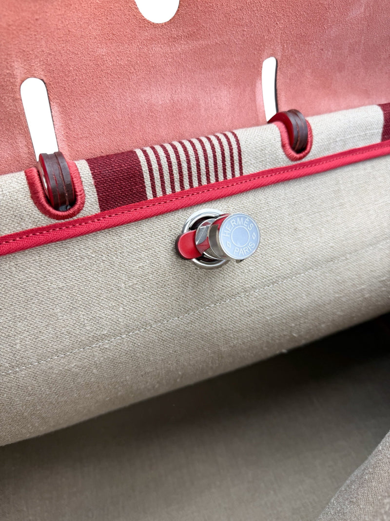 Hermes Red Toile de Camp Vache Hunter Zip Herbag