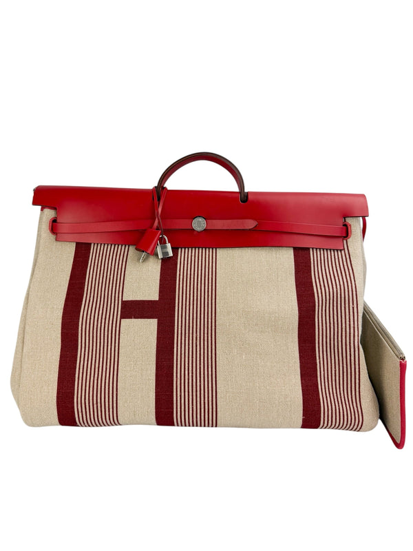 Hermes Red Toile de Camp Vache Hunter Zip Herbag