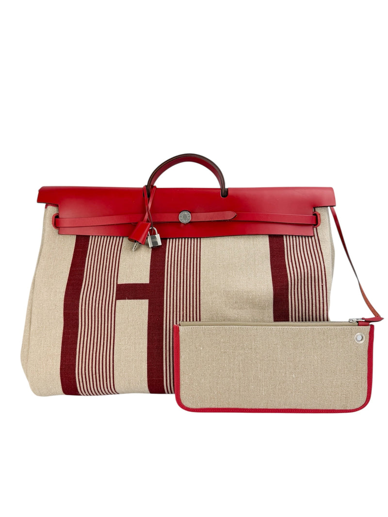 Hermes Red Toile de Camp Vache Hunter Zip Herbag