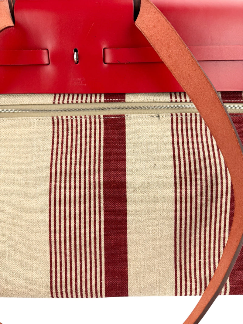 Hermes Red Toile de Camp Vache Hunter Zip Herbag
