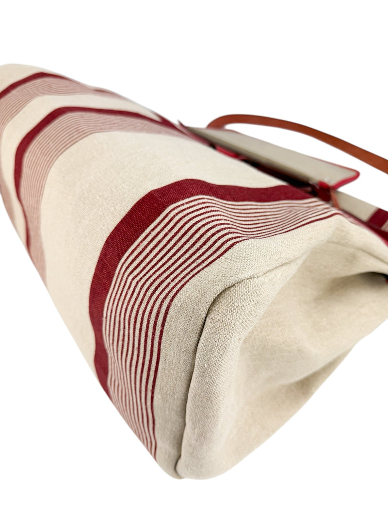 Hermes Red Toile de Camp Vache Hunter Zip Herbag