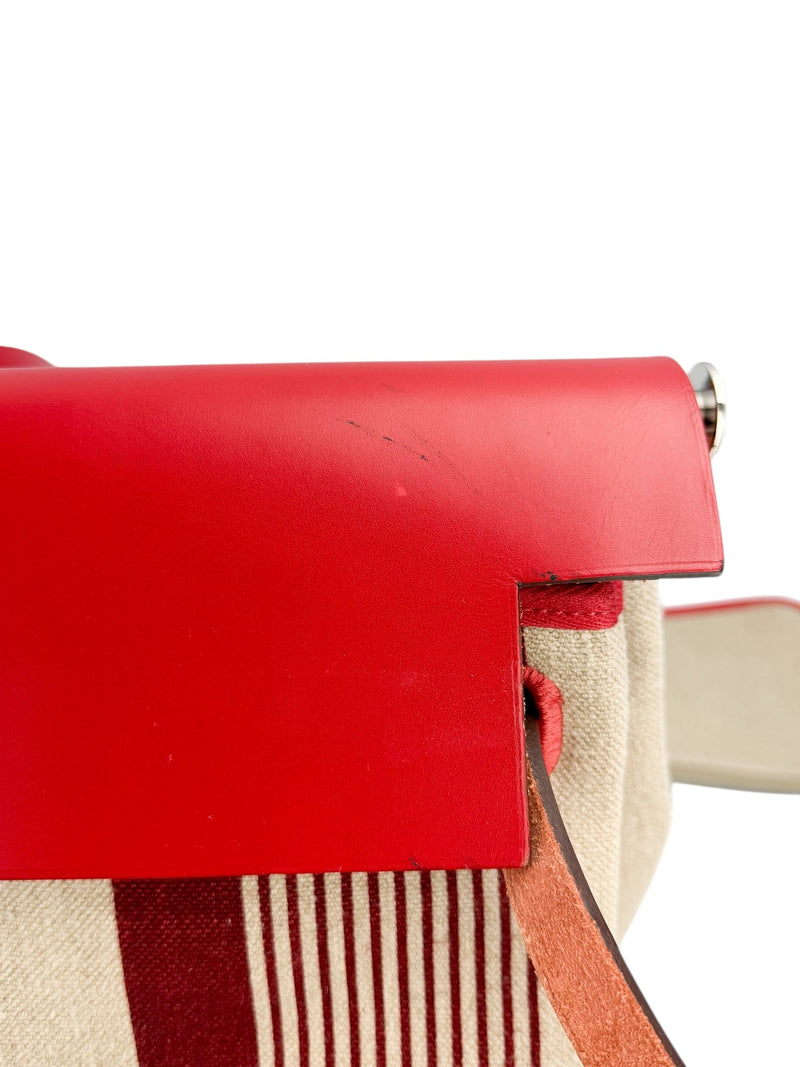 Hermes Red Toile de Camp Vache Hunter Zip Herbag