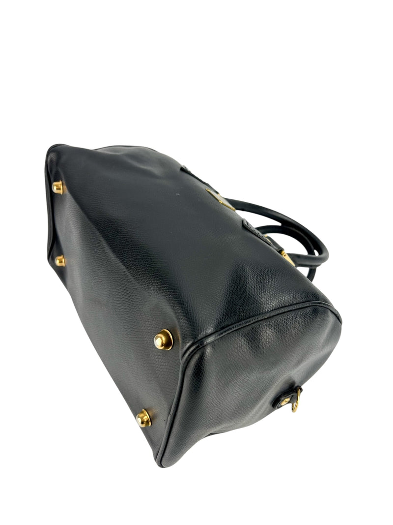 MCM Black Leather Heritage Boston Bag